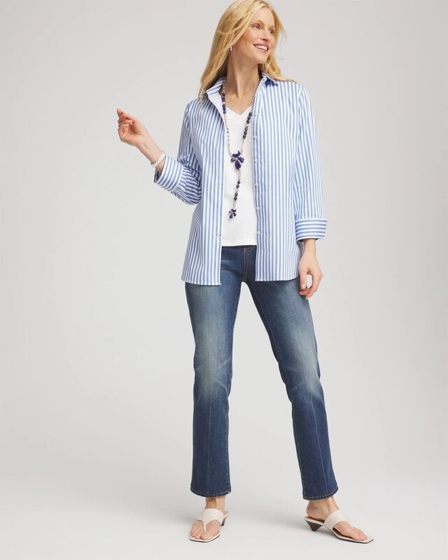 No Iron Stretch Striped Shirt - image 2
